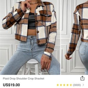 Cropped flannel shacket